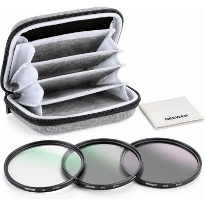 Neewer NW SERIES A UV&CPL&ND4 Lens Filter Kit 82 mm (82 mm, ND- / Graufilter, Polarisationsfilter, UV-Filter), Objektivfilter, Transparent Neewer NW SERIES A UV&CPL&ND4 Lens Filter Kit 82 mm (82 mm, ND- / Graufilter, Polarisationsfilter, UV-Filter), Objektivfilter, Transparent