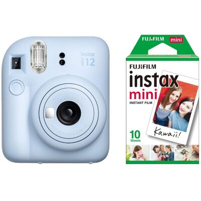 Fujifilm Instax Mini 12 Pastel Blue + Instax Mini Glossy 10pcs, Sofortbildkamera, Blau Fujifilm Instax Mini 12 Pastel Blue + Instax Mini Glossy 10pcs, Sofortbildkamera, Blau