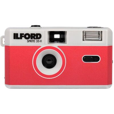 Ilford Sprite 35-II, Analogkamera, Rot, Silber Ilford Sprite 35-II, Analogkamera, Rot, Silber