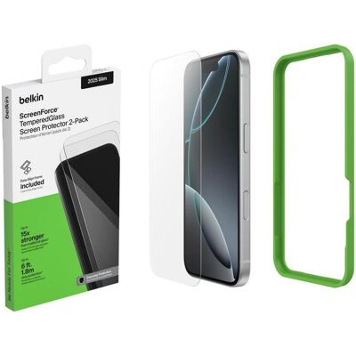 Belkin 2x1 Tempered Glass (2 Stk., Apple iPhone Air), Smartphone Schutzfolie, Transparent Belkin 2x1 Tempered Glass (2 Stk., Apple iPhone Air), Smartphone Schutzfolie, Transparent