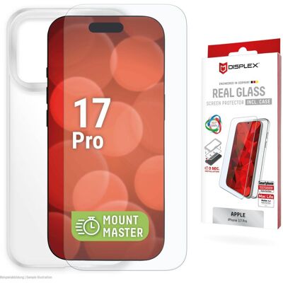 Displex Real Glass + Case MountMaster (1 Stk., Apple iPhone 17 Pro), Smartphone Schutzfolie, Transparent Displex Real Glass + Case MountMaster (1 Stk., Apple iPhone 17 Pro), Smartphone Schutzfolie, Transparent