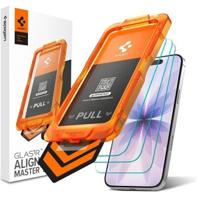 Spigen Glas.tR Align Master Slim (3 pack) (3 Stk., Apple iPhone 17 Pro Max), Smartphone Schutzfolie, Transparent Spigen Glas.tR Align Master Slim (3 pack) (3 Stk., Apple iPhone 17 Pro Max), Smartphone Schutzfolie, Transparent