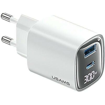 Usams Ład. siec. CC229 30W GaN USB-C/USB-A Fast Charging XC Series biały/white CC229TC02 (30 W, 2 Ports), USB Ladegerät, Weiss Usams Ład. siec. CC229 30W GaN USB-C/USB-A Fast Charging XC Series biały/white CC229TC02 (30 W, 2 Ports), USB Ladegerät, Weiss
