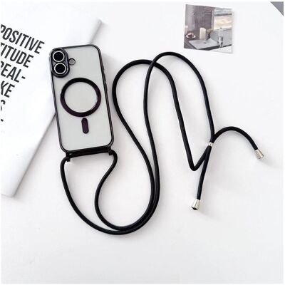 Hurtel iPhone 17 Hülle mit Schultergurt, MagSafe-kompatibel – Schwarz, Handykette, Schwarz, Transparent Hurtel iPhone 17 Hülle mit Schultergurt, MagSafe-kompatibel – Schwarz, Handykette, Schwarz, Transparent