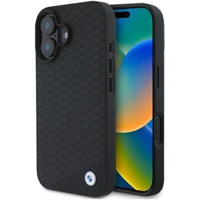 BMW iPhone 16 Hülle - Leder Diamant Metall-Logo - Smartphone Hülle BMW iPhone 16 Hülle - Leder Diamant Metall-Logo - Smartphone Hülle