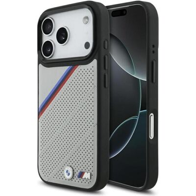 BMW Etui M Tricolor Metal Logo MagSafe do iPhone 17 Pro szary (Apple iPhone 17 Pro), Smartphone Hülle, Grau, Silber BMW Etui M Tricolor Metal Logo MagSafe do iPhone 17 Pro szary (Apple iPhone 17 Pro), Smartphone Hülle, Grau, Silber