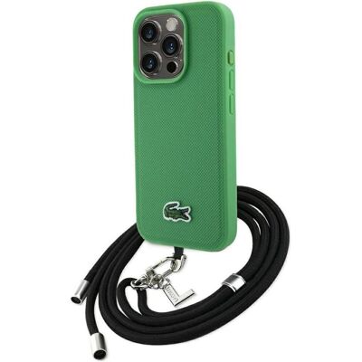 Lacoste Etui Iconic Petit Pique Crossbody Cord MagSafe do iPhone 15 Pro zielony (Apple iPhone 15 Pro), Smartphone Hülle, Grün Lacoste Etui Iconic Petit Pique Crossbody Cord MagSafe do iPhone 15 Pro zielony (Apple iPhone 15 Pro), Smartphone Hülle, Grün