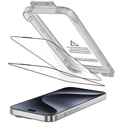 Tech-Protect Quick Set+ 2er-Pack Panzerglas für iPhone 15 Pro - Schwarz (2 Stk., Apple iPhone 15 Pro), Smartphone Schutzfolie, Schwarz Tech-Protect Quick Set+ 2er-Pack Panzerglas für iPhone 15 Pro - Schwarz (2 Stk., Apple iPhone 15 Pro), Smartphone Schutzfolie, Schwarz