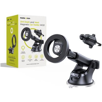 Mobile Origin 2in1 Dash and Vent Magnetic Car Holder MO21, Smartphone Halterung, Schwarz Mobile Origin 2in1 Dash and Vent Magnetic Car Holder MO21, Smartphone Halterung, Schwarz