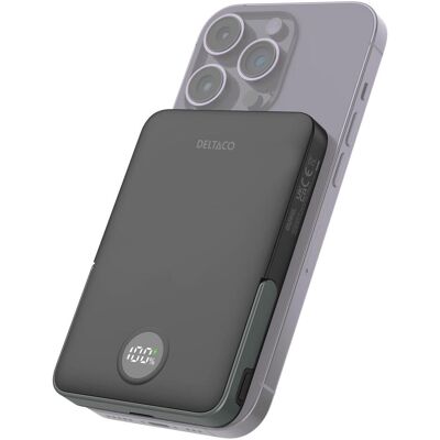 Deltaco Pb-Q1007 - Power Bank - 5000mAh, Kabellos, Magnetständer - Schwarz Deltaco Pb-Q1007 - Power Bank - 5000mAh, Kabellos, Magnetständer - Schwarz