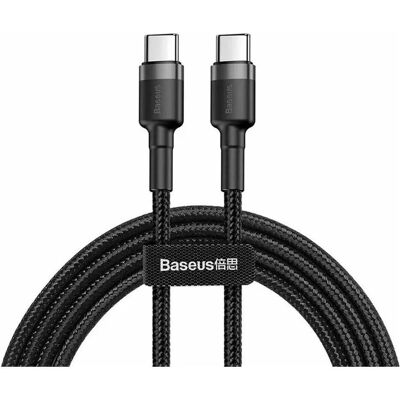 Baseus - (2 pack) Data Cable Cafule (E0418500) - USB-C to USB-C, 60W, 2m - Black / Grey (2 m, 60 W), USB Kabel Baseus - (2 pack) Data Cable Cafule (E0418500) - USB-C to USB-C, 60W, 2m - Black / Grey (2 m, 60 W), USB Kabel
