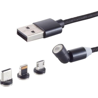Shiverpeaks S/CONN maximum connectivity Universal--USB-A Magnetladekabel, 3in1, 540°, schwarz, 2m (2 m, USB 3.2 Gen 1), USB Kabel Shiverpeaks S/CONN maximum connectivity Universal--USB-A Magnetladekabel, 3in1, 540°, schwarz, 2m (2 m, USB 3.2 Gen 1), USB Kabel