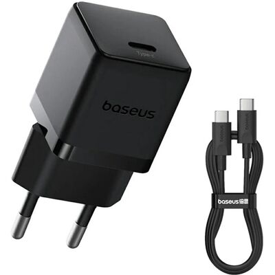 Baseus Palm 1C 20W Wandladegerät (mit Mini White USB-C 60W (20V/3A) 1m Kabel) - Schwarz (20 W, 1 Port), USB Ladegerät, Schwarz Baseus Palm 1C 20W Wandladegerät (mit Mini White USB-C 60W (20V/3A) 1m Kabel) - Schwarz (20 W, 1 Port), USB Ladegerät, Schwarz