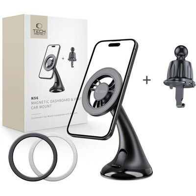 Tech-Protect N56 Car Holder for Dashboard, Windshield or Air Vent Mount - Black, Smartphone Halterung, Schwarz Tech-Protect N56 Car Holder for Dashboard, Windshield or Air Vent Mount - Black, Smartphone Halterung, Schwarz