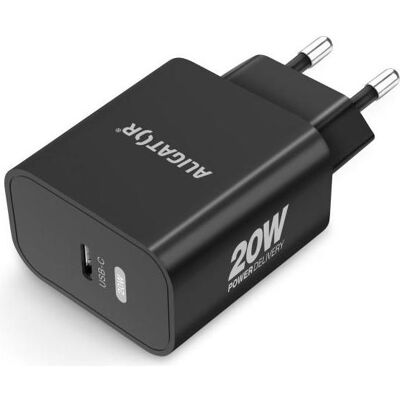 Aligator Chytrá síťová nabíječka Power Delivery, USB-C/USB-C kabel, černá (20 W, 1 Port), USB Ladegerät, Schwarz Aligator Chytrá síťová nabíječka Power Delivery, USB-C/USB-C kabel, černá (20 W, 1 Port), USB Ladegerät, Schwarz
