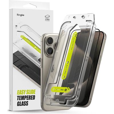 Ringke Screen Protector for iPhone 15 Pro EASY SLIDE TEMPERED GLASS 2 pack, w installation Jig (2 Stk., Apple iPhone 15 Pro), Smartphone Schutzfolie, Transparent Ringke Screen Protector for iPhone 15 Pro EASY SLIDE TEMPERED GLASS 2 pack, w installation Jig (2 Stk., Apple iPhone 15 Pro), Smartphone Schutzfolie, Transparent