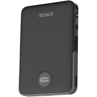 Deltaco Pb-Q1007 - Power Bank - 5000mAh, Kabellos, Magnetständer - Schwarz Deltaco Pb-Q1007 - Power Bank - 5000mAh, Kabellos, Magnetständer - Schwarz