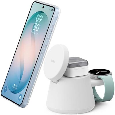 Belkin UltraCharge Qi2 25 Watt Modulare Ladestation (45 W), Wireless Charger, Weiss Belkin UltraCharge Qi2 25 Watt Modulare Ladestation (45 W), Wireless Charger, Weiss
