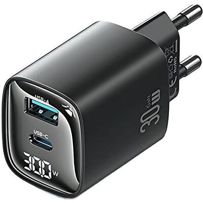 Usams Ład. siec. CC229 30W GaN USB-C/USB-A Fast Charging XC Series czarny/black CC229TC01 (30 W, 2 Ports), USB Ladegerät, Schwarz Usams Ład. siec. CC229 30W GaN USB-C/USB-A Fast Charging XC Series czarny/black CC229TC01 (30 W, 2 Ports), USB Ladegerät, Schwarz