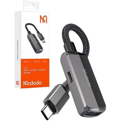 Mcdodo CA-2830 OTG 2in1 Convertor USB-C do USB-C + USB-A (USB-C, USB-A, USB-C), Mobilgerät Adapter, Schwarz, Grau Mcdodo CA-2830 OTG 2in1 Convertor USB-C do USB-C + USB-A (USB-C, USB-A, USB-C), Mobilgerät Adapter, Schwarz, Grau