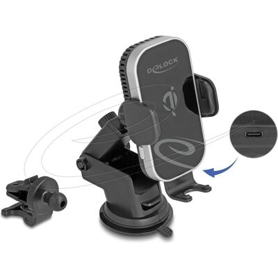 DeLock Wireless Auto Ladegerät Smartphone Halterung mit Ladefunktion - Auto Typ DeLock Wireless Auto Ladegerät Smartphone Halterung mit Ladefunktion - Auto Typ