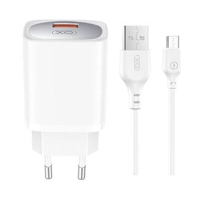 xO Wandladegerät CE19 QC 18W 1x USB weiss + Kabel microUSB (18 W, 1 Port), USB Ladegerät, Weiss xO Wandladegerät CE19 QC 18W 1x USB weiss + Kabel microUSB (18 W, 1 Port), USB Ladegerät, Weiss