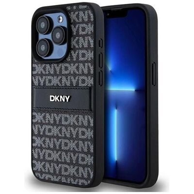 DKNY iPhone 15 Pro Max Leder Monogram Hülle - Schwarz DKNY iPhone 15 Pro Max Leder Monogram Hülle - Schwarz