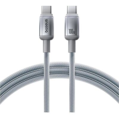 Baseus - Data Cable Discolor (E0420702) - USB-C to USB-C, 100W, 480Mbps, 1m - Silver (1 m, 100 W), USB Kabel Baseus - Data Cable Discolor (E0420702) - USB-C to USB-C, 100W, 480Mbps, 1m - Silver (1 m, 100 W), USB Kabel
