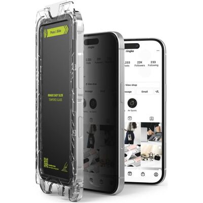 Ringke Screen Protector for iPhone 16 Plus / 15 Plus EASY SLIDE PRIVACY TEMPERED GLASS 2 pack, w installati (2 Stk., Apple iPhone 15 Plus, Apple iPhone 16 Plus), Smartphone Schutzfolie, Transparent Ringke Screen Protector for iPhone 16 Plus / 15 Plus EASY SLIDE PRIVACY TEMPERED GLASS 2 pack, w installati (2 Stk., Apple iPhone 15 Plus, Apple iPhone 16 Plus), Smartphone Schutzfolie, Transparent