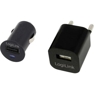 LogiLink USB Reise-Set, Auto Adapter, Schwarz LogiLink USB Reise-Set, Auto Adapter, Schwarz