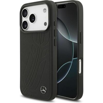 Mercedes Leather Large Laurel Leave MagSafe Case for iPhone 17 Pro Black (Apple iPhone 17 Pro), Smartphone Hülle, Schwarz Mercedes Leather Large Laurel Leave MagSafe Case for iPhone 17 Pro Black (Apple iPhone 17 Pro), Smartphone Hülle, Schwarz
