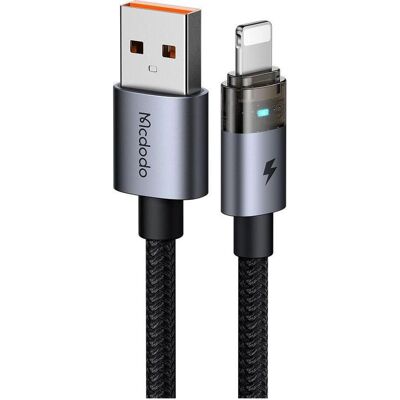 Mcdodo - Lightning to USB-A, Transparent Cable with Charging Light, 1.2m, Schwarz (1.20 m), USB Kabel Mcdodo - Lightning to USB-A, Transparent Cable with Charging Light, 1.2m, Schwarz (1.20 m), USB Kabel