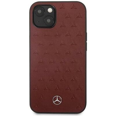 Mercedes Benz iPhone 13 mini Leder Sterne Hülle - Rot Mercedes Benz iPhone 13 mini Leder Sterne Hülle - Rot
