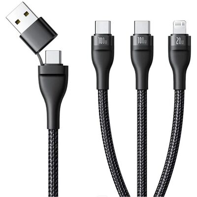 Baseus USB-A / USB-C to Lightning / 2 x USB-C Charging Cable Flash Series III 3in1, 100W, 5A, 1.5m, Black (1.50 m, 100 W), USB Kabel Baseus USB-A / USB-C to Lightning / 2 x USB-C Charging Cable Flash Series III 3in1, 100W, 5A, 1.5m, Black (1.50 m, 100 W), USB Kabel