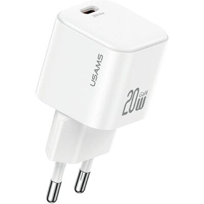 Usams Wall Charger JO Series CC260 20W USB-C + 1m USB-C/Lightning Cable White (20 W, 1 Port), USB Ladegerät, Weiss Usams Wall Charger JO Series CC260 20W USB-C + 1m USB-C/Lightning Cable White (20 W, 1 Port), USB Ladegerät, Weiss