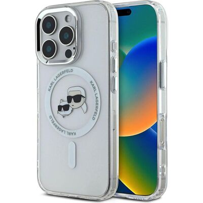 Karl Lagerfeld KLHMP16LHLSKCH iPhone 16 Pro 6.3" biały/white hardcase IML Metal Karl&Choupette Head (Apple iPhone 16 Pro), Smartphone Hülle, Transparent, Weiss Karl Lagerfeld KLHMP16LHLSKCH iPhone 16 Pro 6.3" biały/white hardcase IML Metal Karl&Choupette Head (Apple iPhone 16 Pro), Smartphone Hülle, Transparent, Weiss