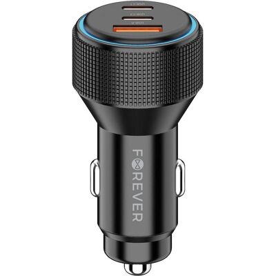 Forever CC-07-66ACC PD QC car charger 1x USB-A 2x USB-C 66W black, Auto Adapter, Schwarz Forever CC-07-66ACC PD QC car charger 1x USB-A 2x USB-C 66W black, Auto Adapter, Schwarz