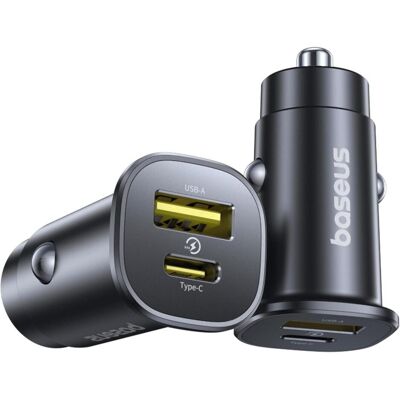 Baseus GoTrip USB-C / USB-A 30W Autoladegerät - Schwarz, Auto Adapter, Schwarz Baseus GoTrip USB-C / USB-A 30W Autoladegerät - Schwarz, Auto Adapter, Schwarz
