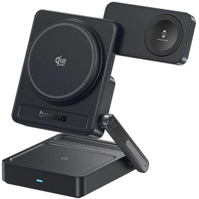 Baseus PicoGo AF21 3-in-1 Qi2.2 35W Kabelloses Ladegerät (35 W), Wireless Charger, Schwarz Baseus PicoGo AF21 3-in-1 Qi2.2 35W Kabelloses Ladegerät (35 W), Wireless Charger, Schwarz