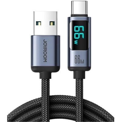 Joyroom Prism Series 66W USB-A to USB-C Cable with Display, 1.2m - Black (1.20 m, USB 2.0, 66 W), USB Kabel Joyroom Prism Series 66W USB-A to USB-C Cable with Display, 1.2m - Black (1.20 m, USB 2.0, 66 W), USB Kabel