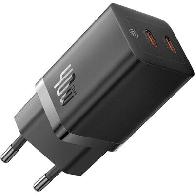 Baseus GaN5 Pro 40W Schnellladegerät 2x USB-C (40 W, 2 Ports), USB Ladegerät, Schwarz Baseus GaN5 Pro 40W Schnellladegerät 2x USB-C (40 W, 2 Ports), USB Ladegerät, Schwarz