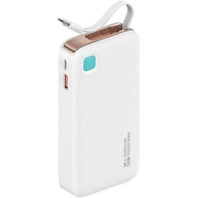 Usams Powerbank 10000mAh Weiß - Powerbank mit Ziehtbarem USB-C Kabel Usams Powerbank 10000mAh Weiß - Powerbank mit Ziehtbarem USB-C Kabel