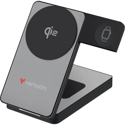 Verbatim Charge 'n' Go Qi2 3-in-1 Magnetic Wireless Power Bank, 10000 mAh, USB-C, Grey (10000 mAh, 30 W, 37 Wh), Powerbank, Grau Verbatim Charge 'n' Go Qi2 3-in-1 Magnetic Wireless Power Bank, 10000 mAh, USB-C, Grey (10000 mAh, 30 W, 37 Wh), Powerbank, Grau