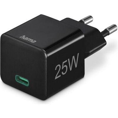 Hama Mini-Ladegerät, Power Delivery (PD)/Qualcomm, 25 Watt, Schwarz (25 W, 1 Port), USB Ladegerät, Schwarz Hama Mini-Ladegerät, Power Delivery (PD)/Qualcomm, 25 Watt, Schwarz (25 W, 1 Port), USB Ladegerät, Schwarz