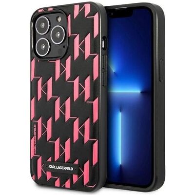 Karl Lagerfeld iPhone 13 Pro Max Pink Monogram Plaque Hülle - Luxus Schutz Karl Lagerfeld iPhone 13 Pro Max Pink Monogram Plaque Hülle - Luxus Schutz