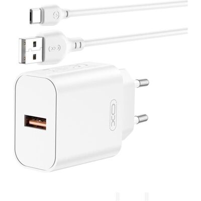 xO wall charger CE33 QC 18W 1x USB white + cable USB-C (18 W, 1 Port), USB Ladegerät, Weiss xO wall charger CE33 QC 18W 1x USB white + cable USB-C (18 W, 1 Port), USB Ladegerät, Weiss