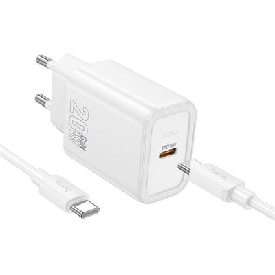 Hoco Adapter wall charger Type C + cable Type C to Lightning PD QC 20W N60 white (20 W, 1 Port), USB Ladegerät, Weiss Hoco Adapter wall charger Type C + cable Type C to Lightning PD QC 20W N60 white (20 W, 1 Port), USB Ladegerät, Weiss