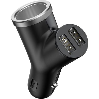 Baseus Y Car Charger, Auto Adapter, Schwarz Baseus Y Car Charger, Auto Adapter, Schwarz