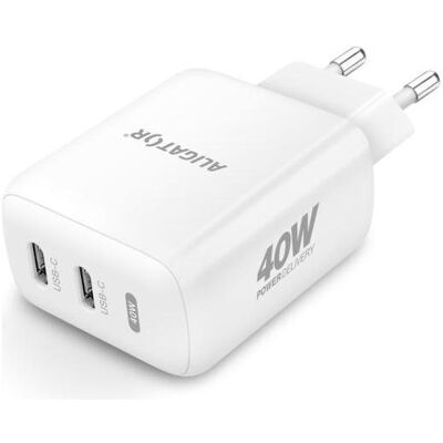 Aligator CHPD0024 mobile device charger Universal White AC Fast charging Indoor (40 W, 2 Ports), USB Ladegerät, Weiss Aligator CHPD0024 mobile device charger Universal White AC Fast charging Indoor (40 W, 2 Ports), USB Ladegerät, Weiss