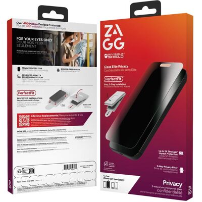 Zagg Glass Elite Privacy (1 Stk., Apple iPhone Air), Smartphone Schutzfolie, Schwarz Zagg Glass Elite Privacy (1 Stk., Apple iPhone Air), Smartphone Schutzfolie, Schwarz